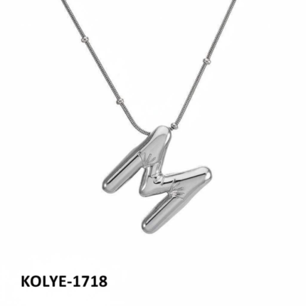 Steel Balloon Letter Necklace (M) 45cm Silver Color // KOLYE-1718