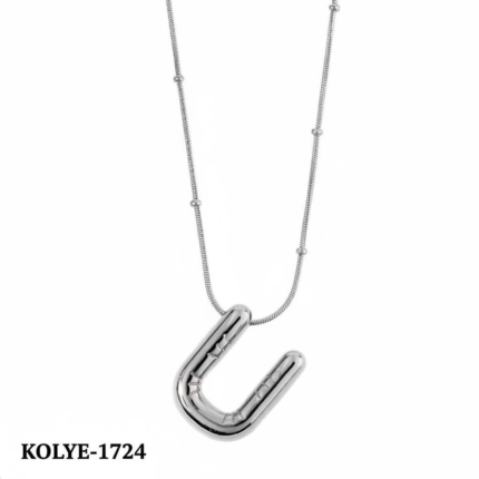 Steel Balloon Letter Necklace Silver (U) 45cm // KOLYE-1724