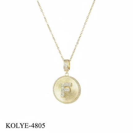 Steel Letter Necklace 45 cm (F) // KOLYE-4805