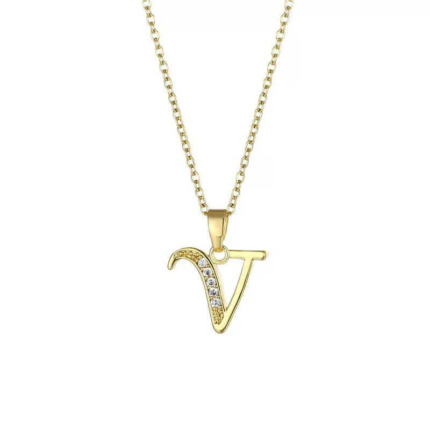 Steel Letter Necklace 45cm // KOLYE-6640