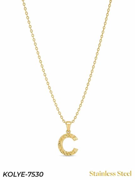 Steel Letter Necklace 45cm // KOLYE-7530