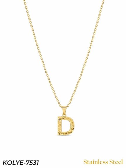 Steel Letter Necklace 45cm // KOLYE-7531