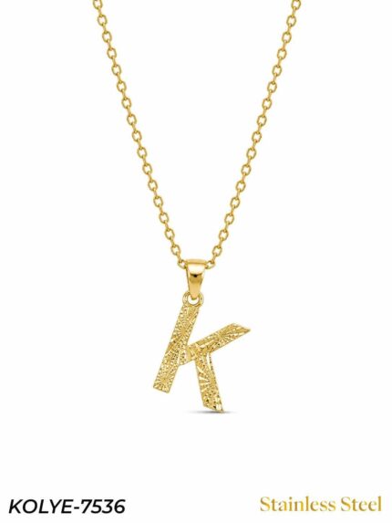 Steel Letter Necklace 45cm // KOLYE-7536