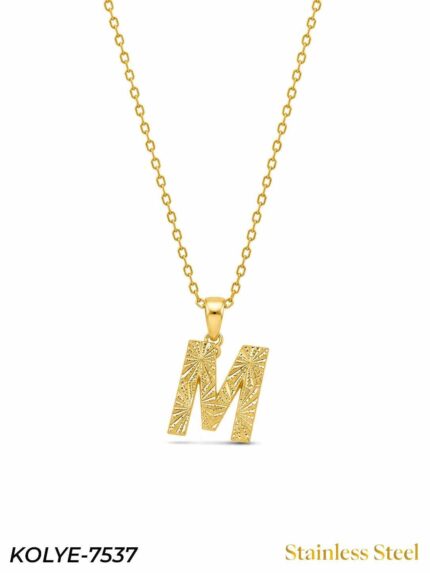 Steel Letter Necklace 45cm // KOLYE-7537