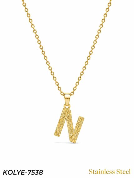 Steel Letter Necklace 45cm // KOLYE-7538