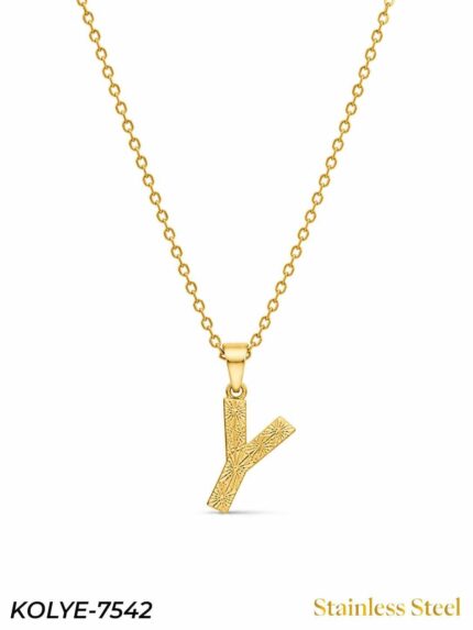 Steel Letter Necklace 45cm // KOLYE-7542
