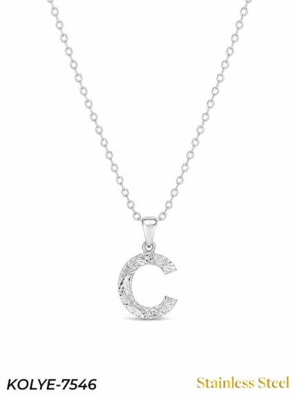 Steel Letter Necklace 45cm // KOLYE-7546