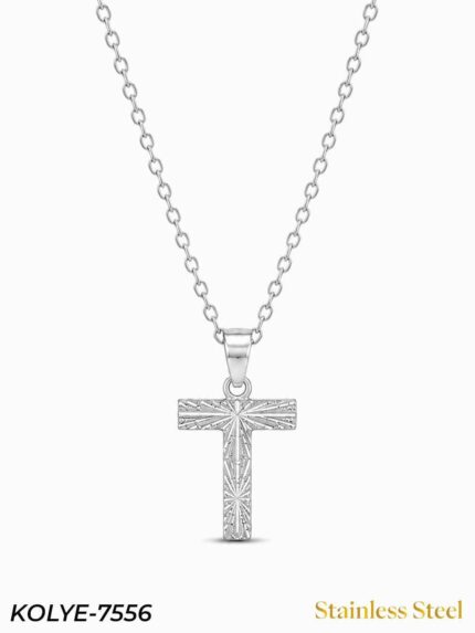Steel Letter Necklace 45cm // KOLYE-7556