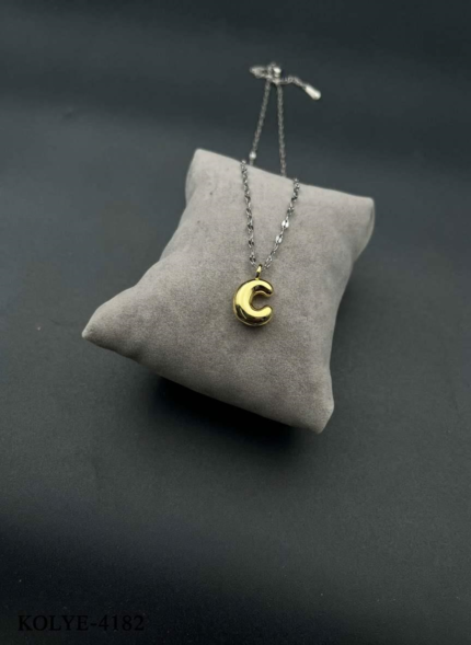 Steel Letter Necklace (C) // KOLYE-4182