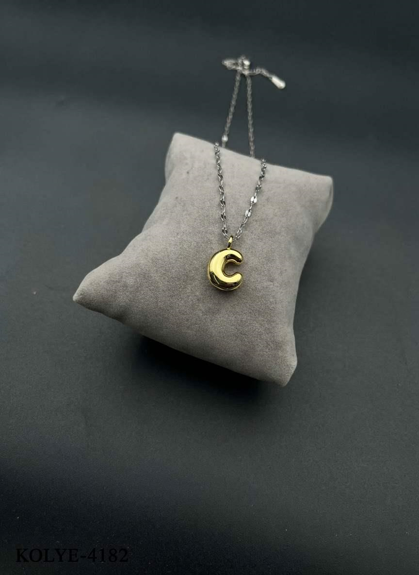 KOLYE-4182_1785583816.jpg Steel Letter Necklace (C) // KOLYE-4182