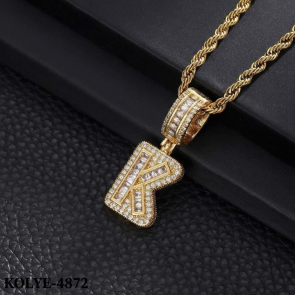 Steel Letter Necklace (K) 60cm // KOLYE-4872