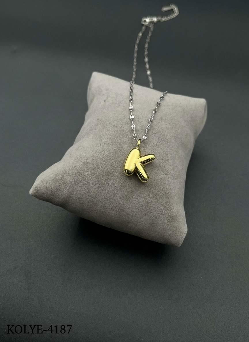 KOLYE-4187_1785583854.jpg Steel Letter Necklace (K) // KOLYE-4187