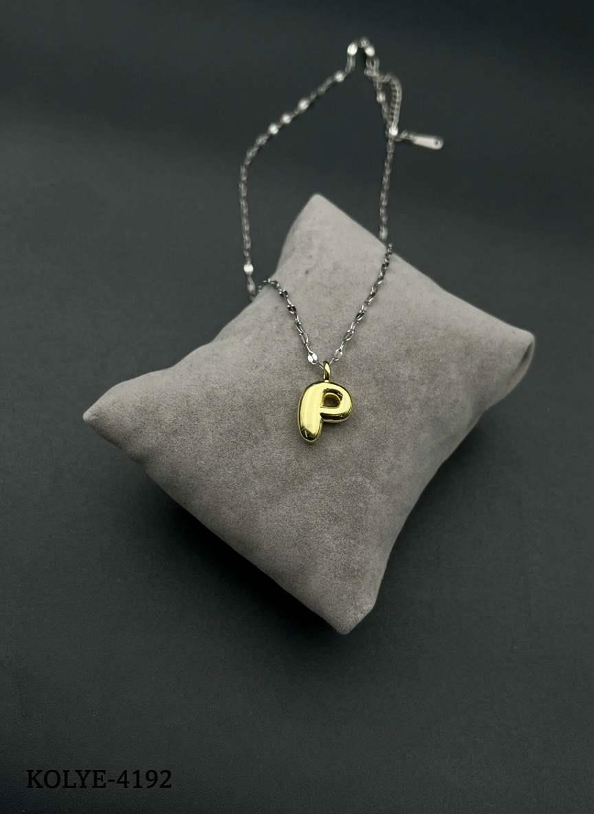 KOLYE-4192_1785583912.jpg Steel Letter Necklace (P) // KOLYE-4192