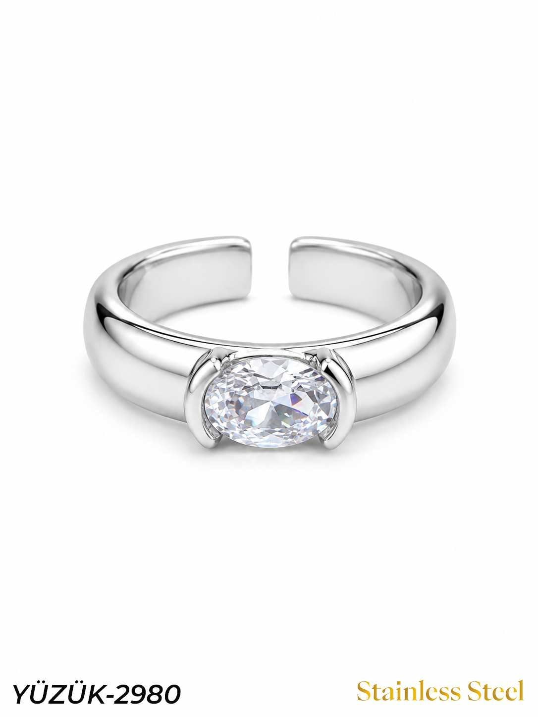YÜZÜK-2980_1785591814.jpg Steel Marquise Ring (Adjustable) // YUZUK-2980
