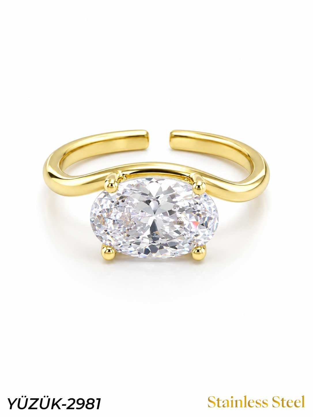 YÜZÜK-2981_1785591831.jpg Steel Marquise Ring (Adjustable) // YUZUK-2981