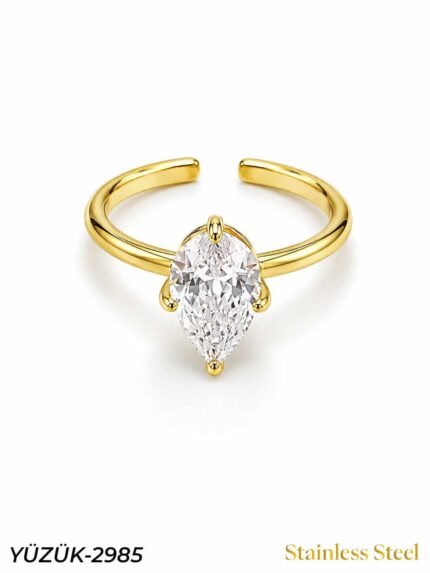 Steel Marquise Ring (Adjustable) // YUZUK-2985