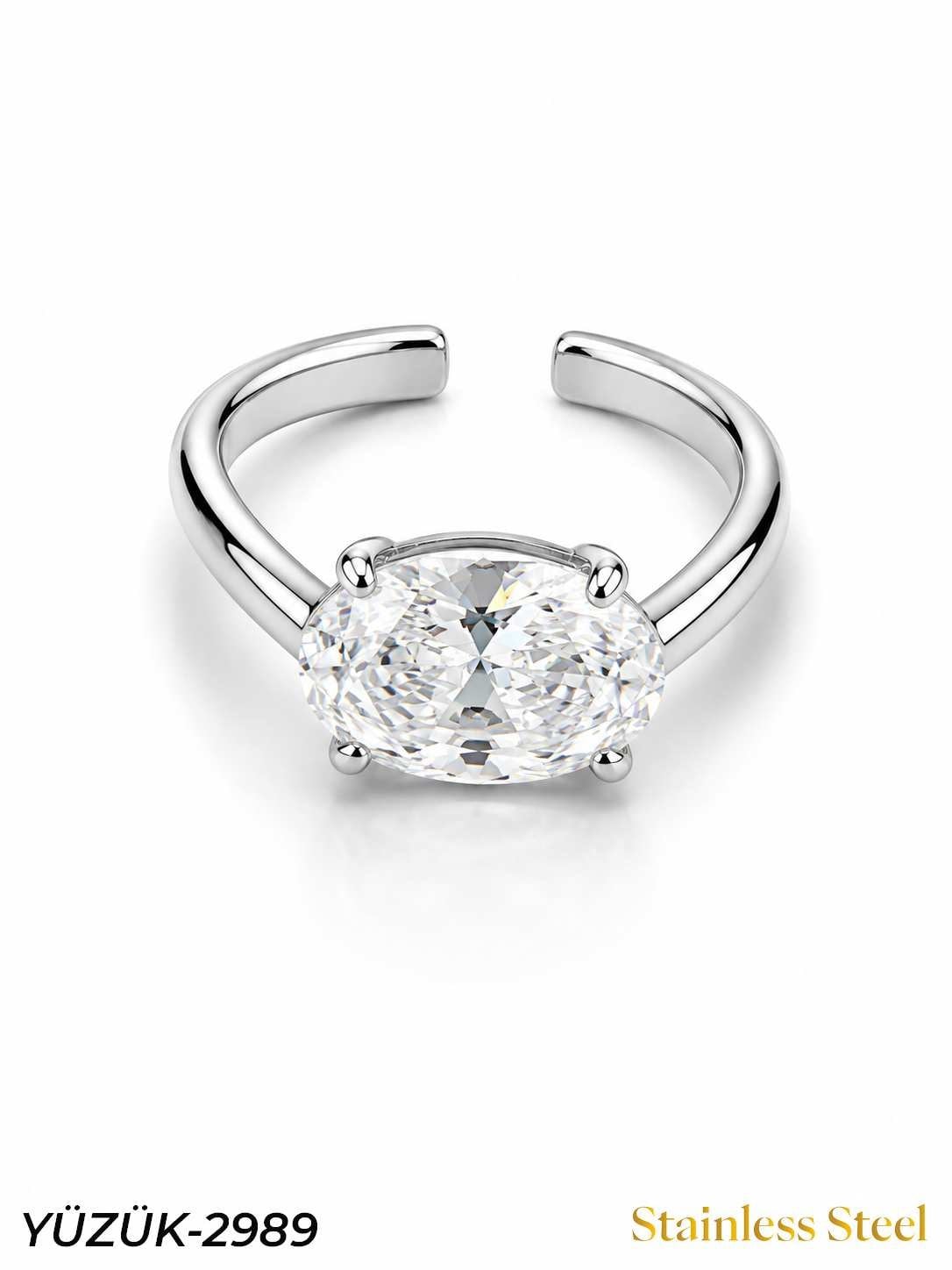YÜZÜK-2989_1785591958.jpg Steel Marquise Ring (Adjustable) // YUZUK-2989