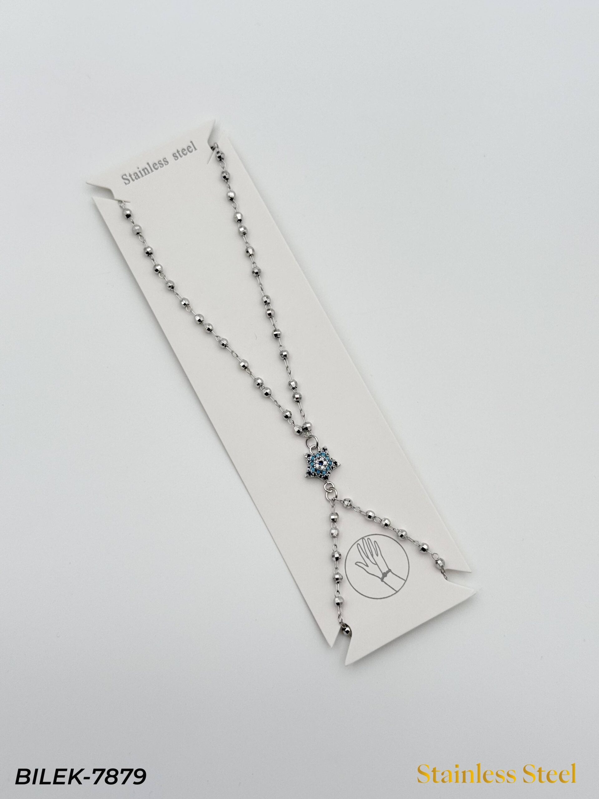 BILEK-7879_1785593231.jpg Shahmaran with Steel Evil Eye Bead // BILEK-7879