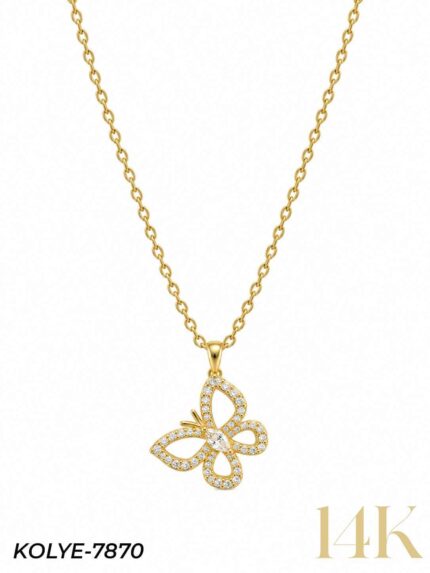 14K Necklace with Butterfly Motif, 45 cm // Necklace-7870