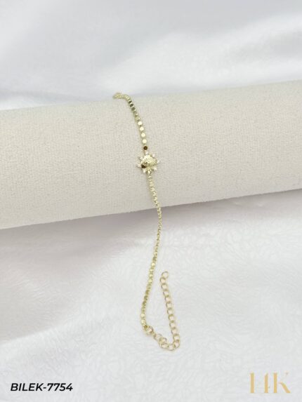 14K Patterned Link Chain Bracelet // WRIST-7754