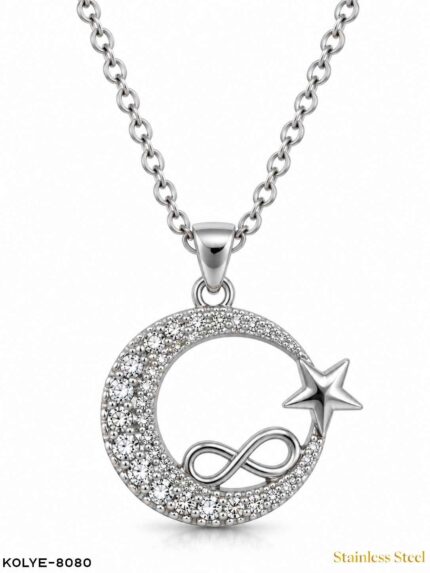 Steel Moon Star Infinity Detail Necklace 45CM //Necklace-8080