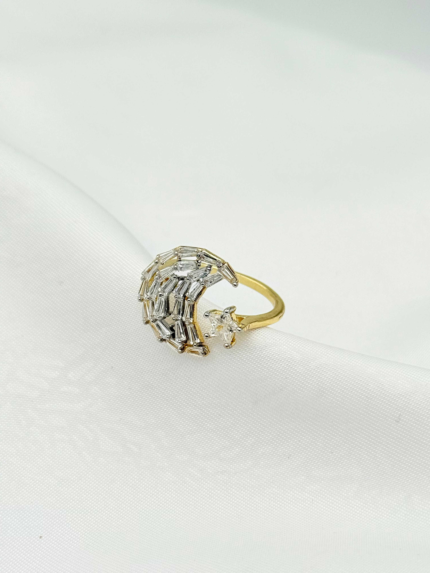 Steel Baguette Stone Ring (Adjustable) // Ring-2415