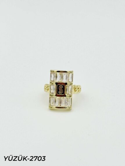 Steel Two-Tone Gourmet Ring (Adjustable) // Ring-2703