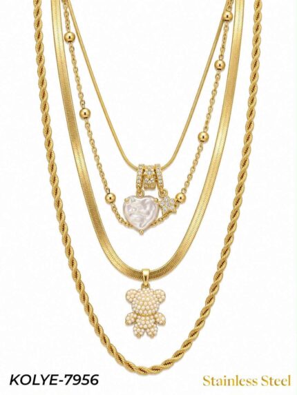 Steel Multi-Chain Necklace // Necklace-7956
