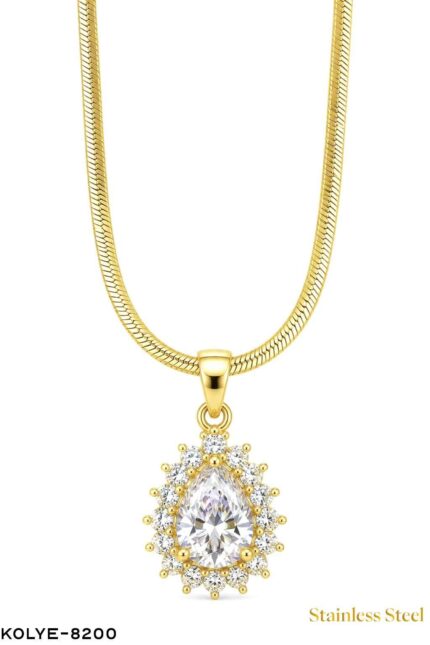 Steel Damlataş Baguette Necklace 45CM //Necklace-8200
