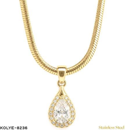 Steel Damlataş Baguette Necklace 45CM //Necklace-8236