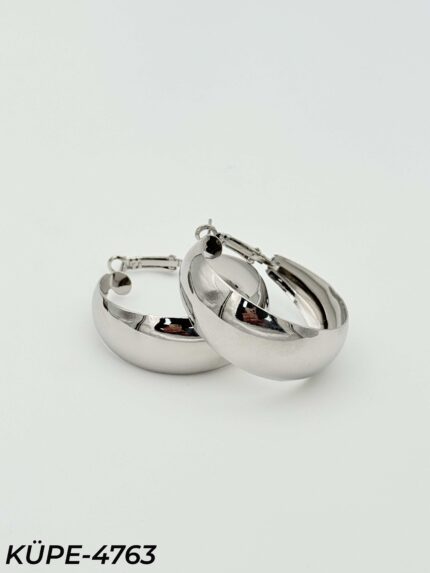 Steel Hoop Earrings, 4 cm // Earrings-4763
