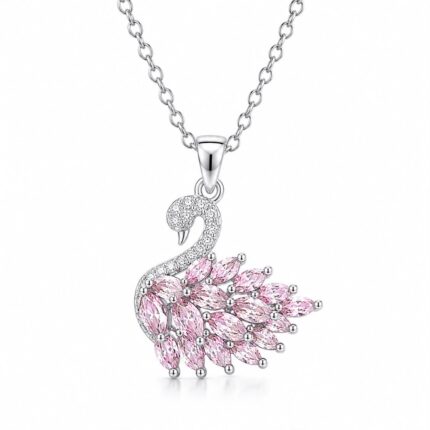 Steel Swan Necklace // Necklace-7405
