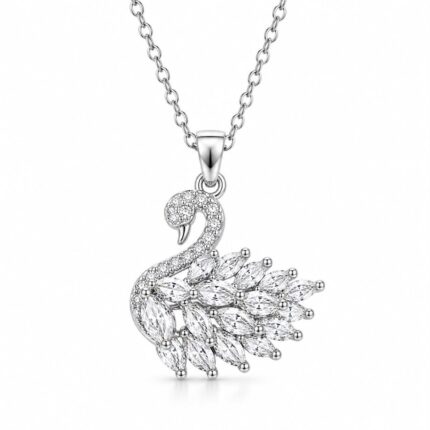 Steel Swan Necklace // Necklace-7406