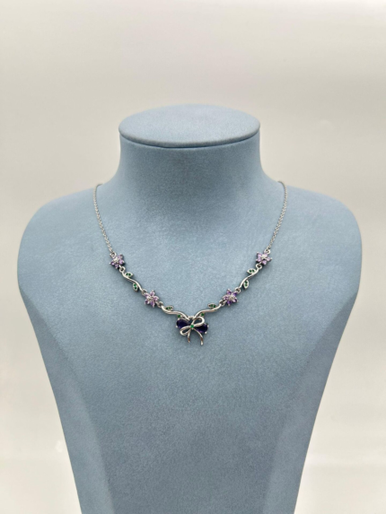 Steel Lavender Garden Necklace 45 cm // Necklace-6279