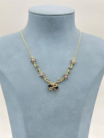 Steel Lavender Garden Necklace 45 cm // Necklace-6280