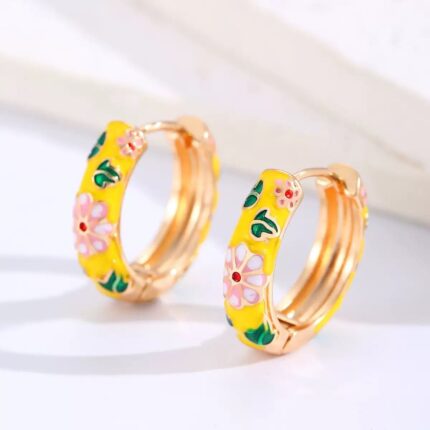 Steel Enamel Earrings // Earrings-1329