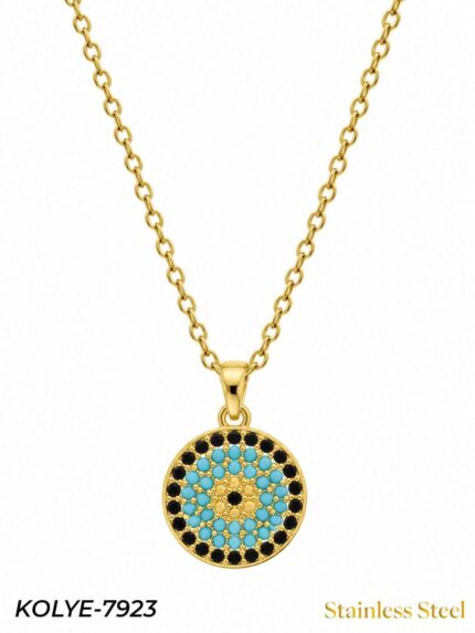 Steel Evil Eye Necklace, 45 cm // Necklace-7923