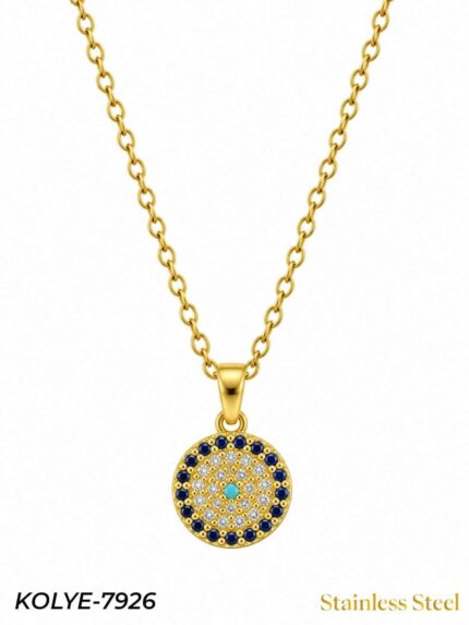 Steel Evil Eye Necklace, 45 cm // Necklace-7926