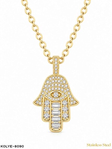 Steel Stone Fatma Ana Eli Necklace 45CM //Necklace-8090