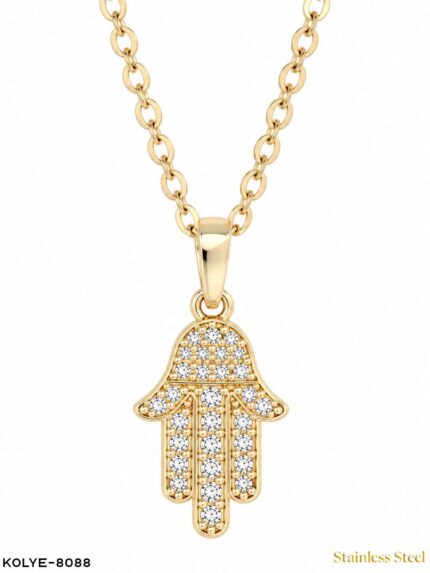 Steel Stone Fatma Ana Eli Necklace 45CM //Necklace-8088