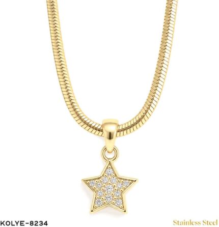 Steel Stone Star Necklace 45CM //Necklace-8234