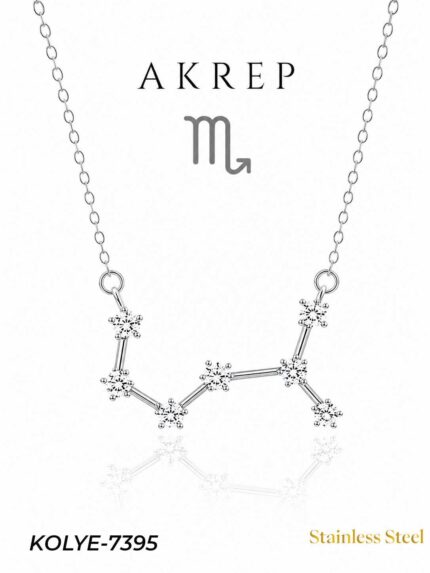 Steel Star Map Necklace Scorpio // Necklace-7395