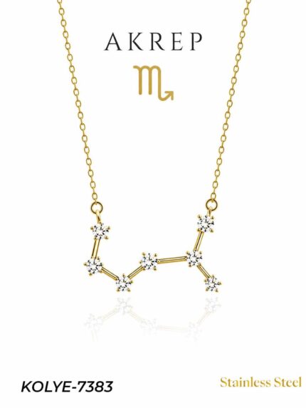 Steel Star Map Necklace Scorpio // Necklace-7383