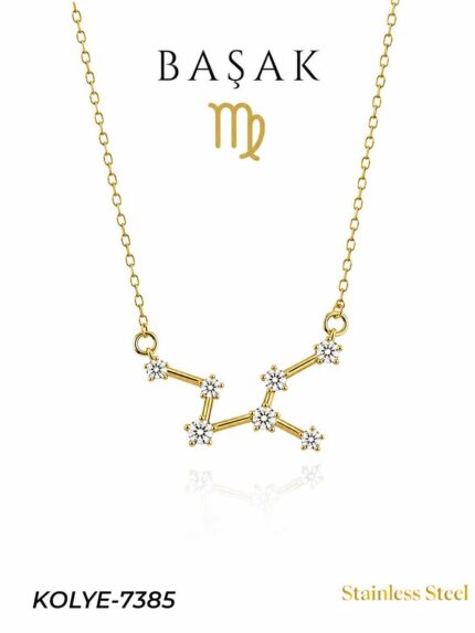Steel Star Map Necklace Virgo // Necklace-7385