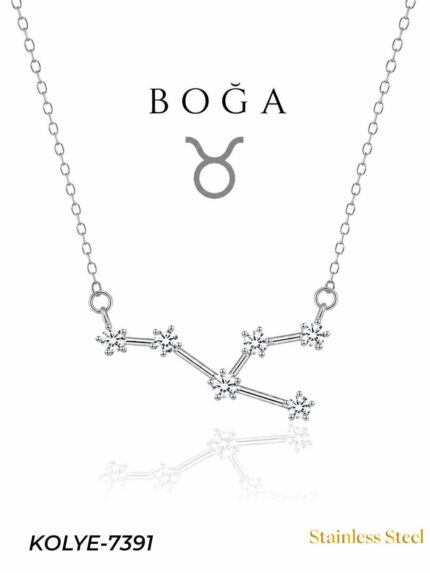 Steel Star Map Necklace Taurus // Necklace-7391