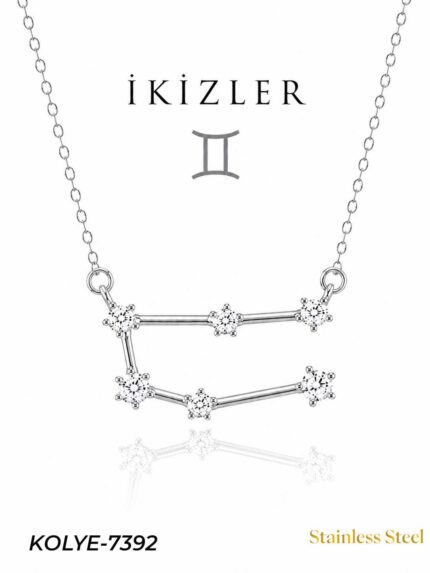 Steel Star Map Necklace—Gemini // Necklace-7392