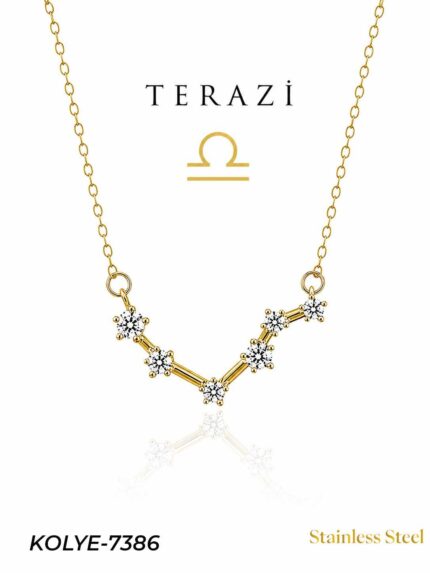Steel Star Map Necklace Libra // Necklace-7386