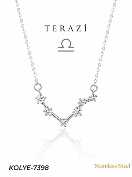 Steel Star Map Necklace, Libra // Necklace-7398