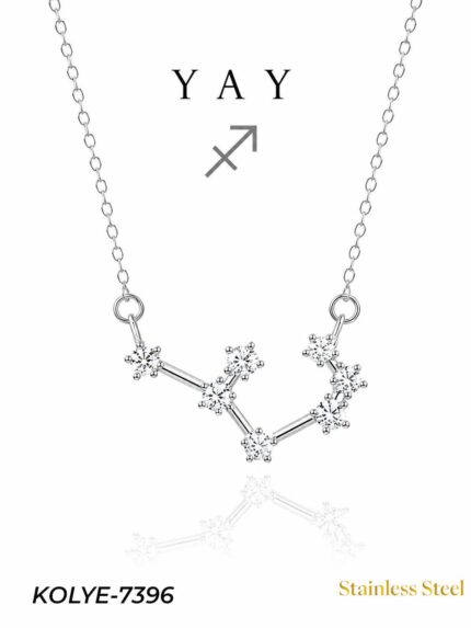 Steel Star Map Necklace Bow // Necklace-7396