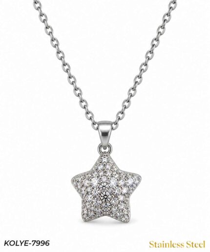Steel Star Necklace (reversible) 45 cm // Necklace-7996